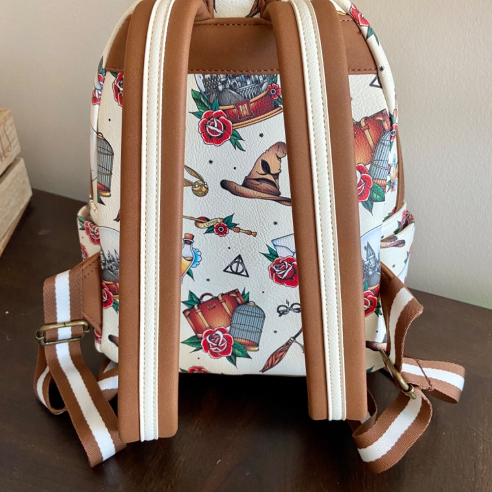Loungefly Harry Potter Cream Multi-Color Mini Backpack - Picture 2 of 3